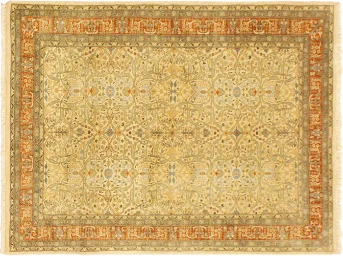 Antique Vegetable Dyed Tabriz Beige/Rust Wool Rug – 4’0” x 5’11”