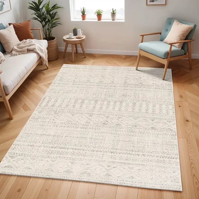 ANUSHKLA Scandi Global Light Grey Rug