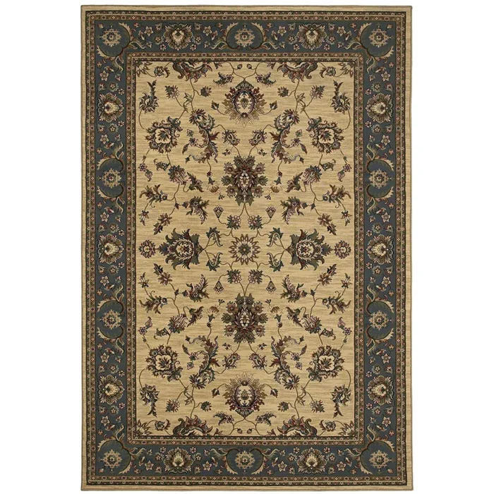 Ariana Ivory Blue Traditional Oriental Indoor Rug