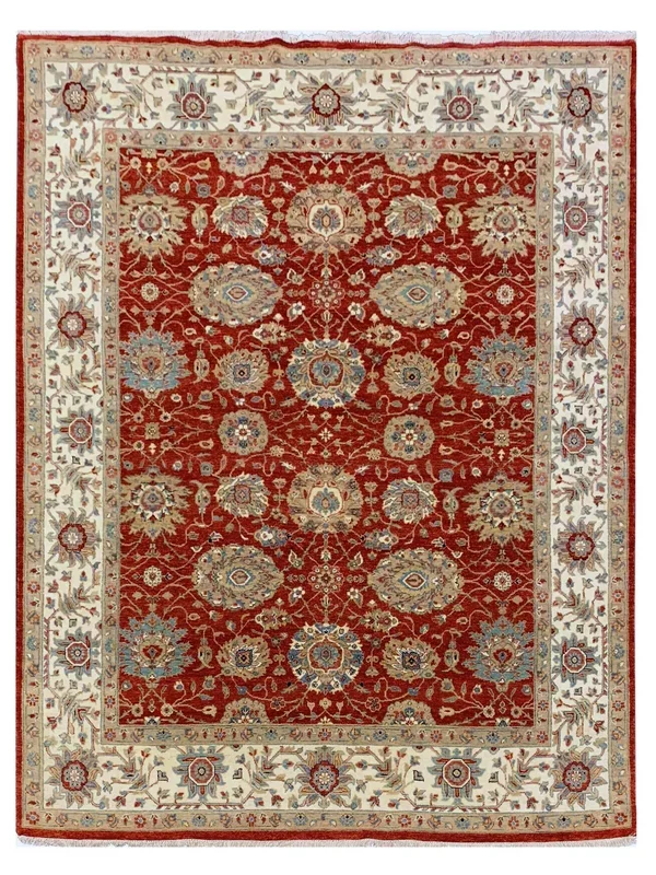 Artisan Anna Red Ivory Traditional Knotted Rug