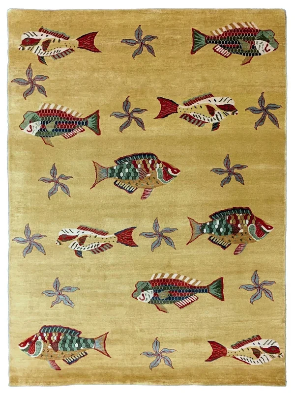 Artisan Lorraine Gold Modern Knotted Rug