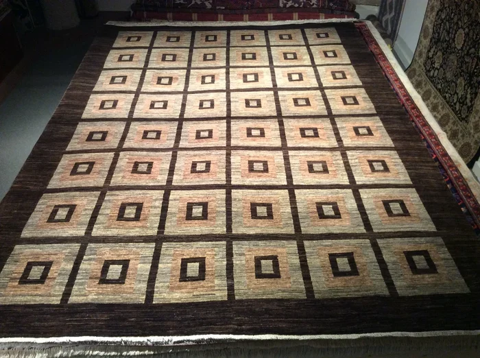 Arts and Crafts Natural Dye / Hand Spun Wool Rug 11′.3″ X 8′.3″