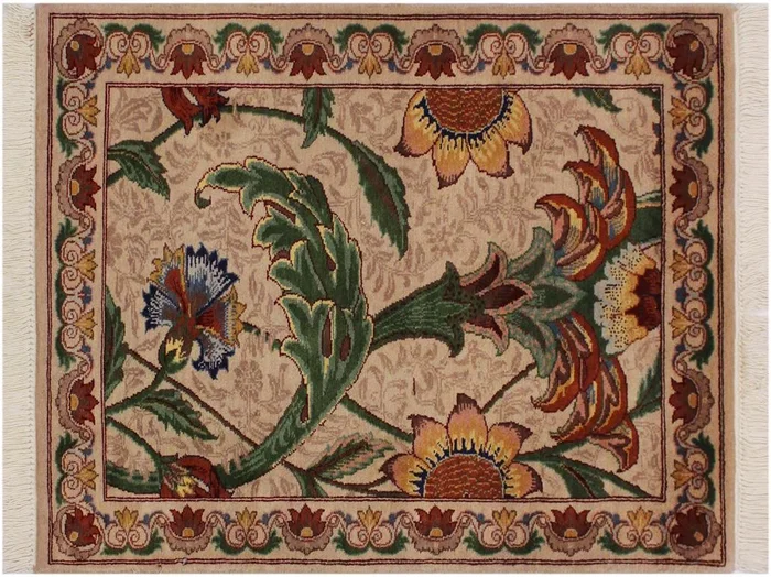 Azeem Heritage Charline Beige/Green Wool Rug – 2’0” x 3’2”