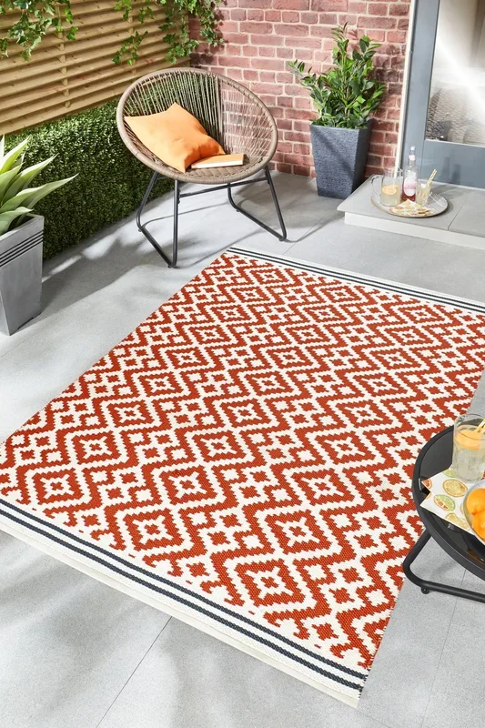 Aztec Indoor Outdoor Terracotta Grey Rug