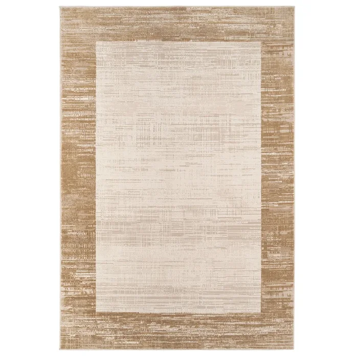 Beige Neutral Border Living Room Rug – Layla