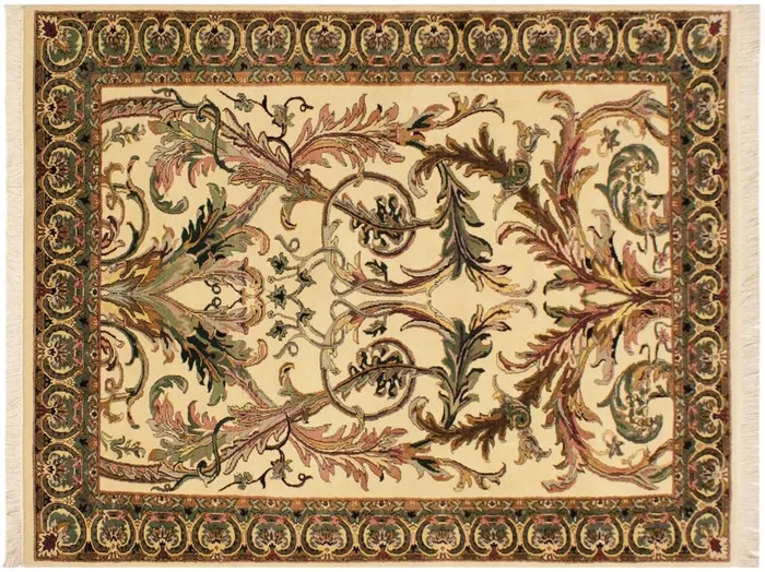 Bhati Heritage Zelda Ivory/Green Wool Rug – 4’1” x 6’7”