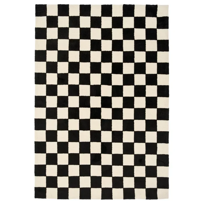 Black Retro Checkerboard Rug – Ebony