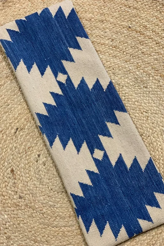 Blue + beige kilim pillow (cover only)
