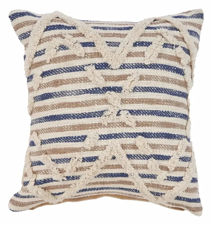 Blue Textured Stripe LR07344 Throw Pillow