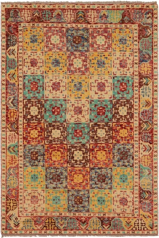 Bohemian Balochi Alan Red/Beige Wool Rug – 4’3” x 6’0”
