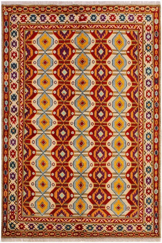 Bohemian Balochi Christin Beige/Red Wool Rug – 5’0” x 6’8”