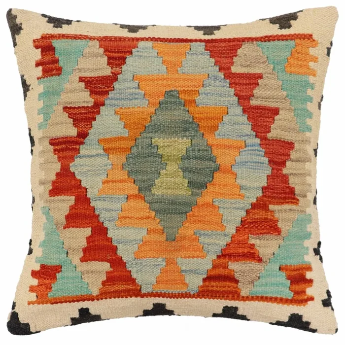 Bohemian Gamble Turkish Hand-Woven Kilim Pillow