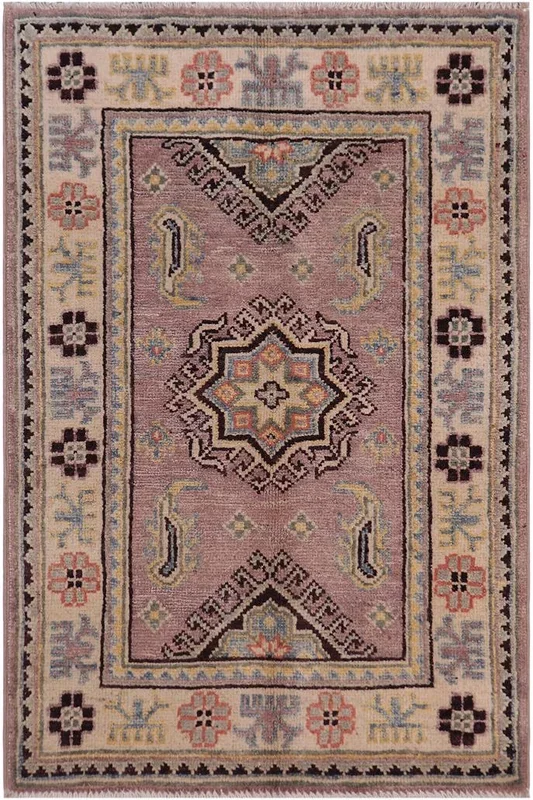 Bohemian Kazak Tribal Sterling Light Brown/Beige Wool Rug – 2’0” x 3’0”