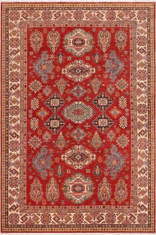 Bohemian Super Kazak Danita Red/Ivory Wool Rug – 8’10” x 12’7”