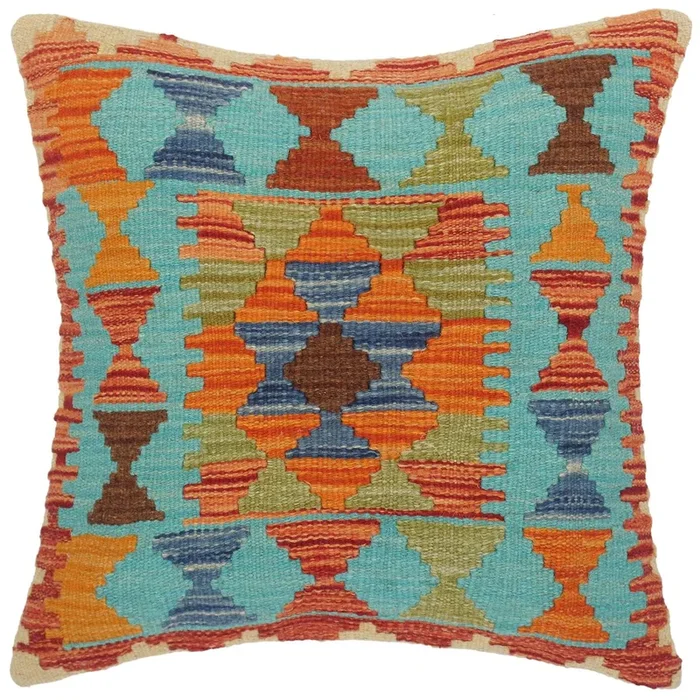 Bohemian Turkish Hilma Hand Woven Kilim Throw Pillow