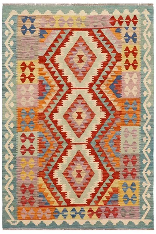 Bohemian Turkish Kilim Adison Hand-Woven Wool Rug – 4’3” x 5’11”