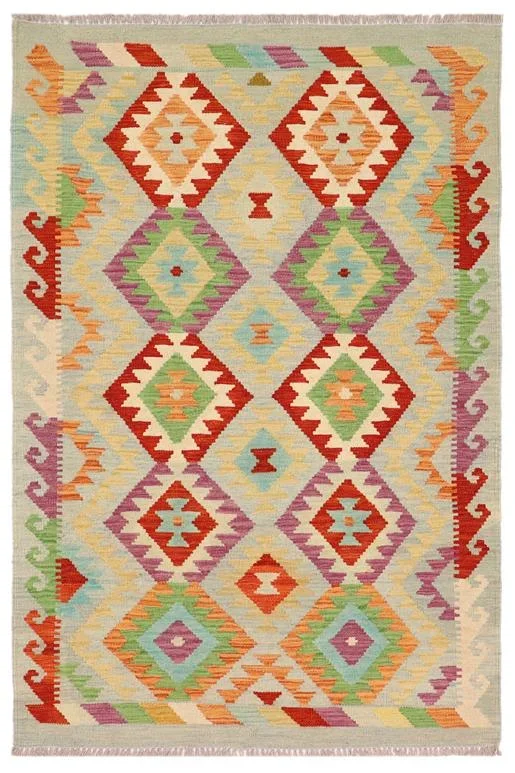 Bohemian Turkish Kilim Angeliqu Hand-Woven Wool Rug – 3’4” x 4’10”