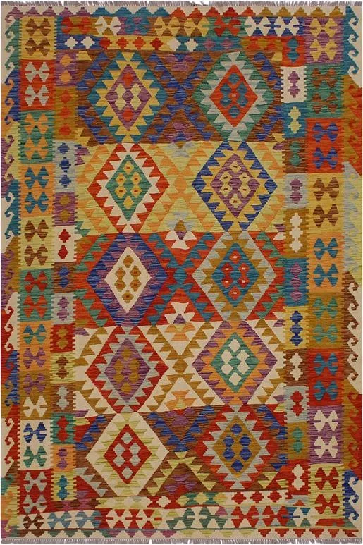 Bohemian Turkish Kilim Annelies Hand-Woven Wool Rug – 5’10” x 7’9”