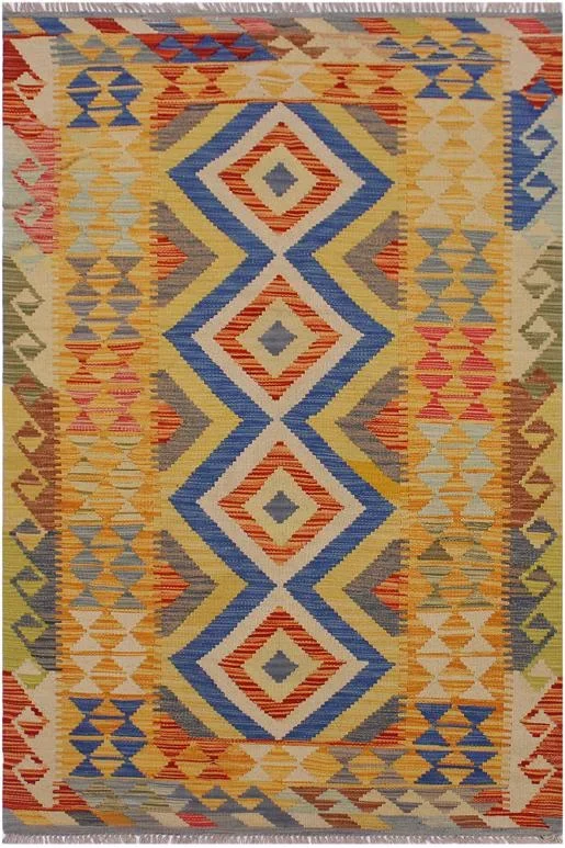 Bohemian Turkish Kilim Bobbi Hand-Woven Wool Rug – 3’5” x 6’4”