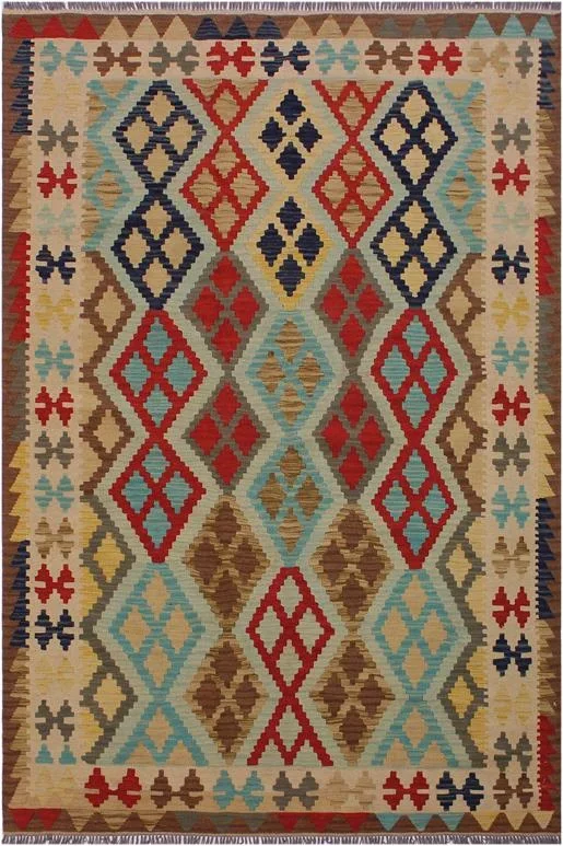 Bohemian Turkish Kilim Brigitte Hand-Woven Wool Rug – 5’2” x 6’10”