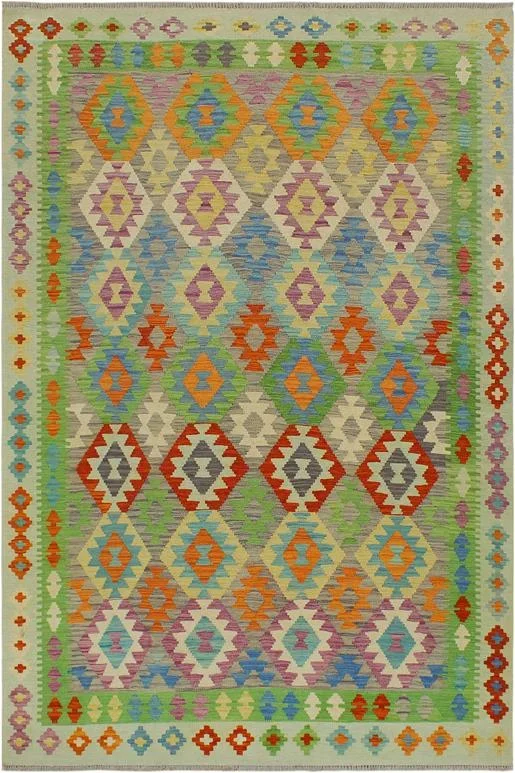 Bohemian Turkish Kilim Freeman Hand-Woven Wool Rug – 5’10” x 7’11”