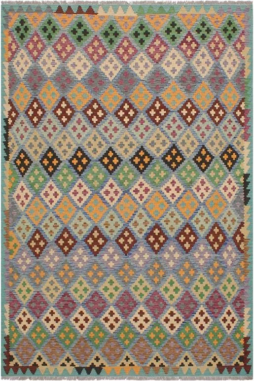 Bohemian Turkish Kilim Gordon Hand-Woven Wool Rug – 6’3” x 7’10”
