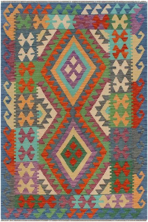 Bohemian Turkish Kilim Hilario Hand-Woven Wool Rug – 3’1” x 5’2”