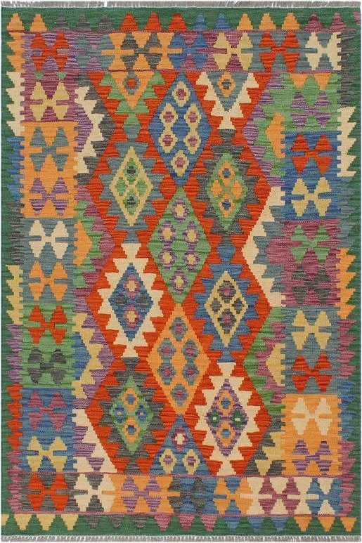 Bohemian Turkish Kilim Jae Hand-Woven Wool Rug – 3’4” x 4’11”