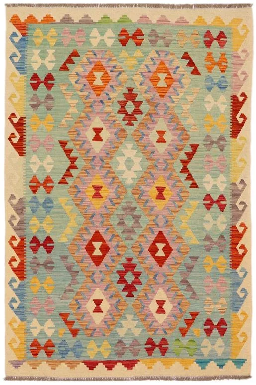 Bohemian Turkish Kilim Kyle Hand-Woven Wool Rug – 4’3” x 5’11”