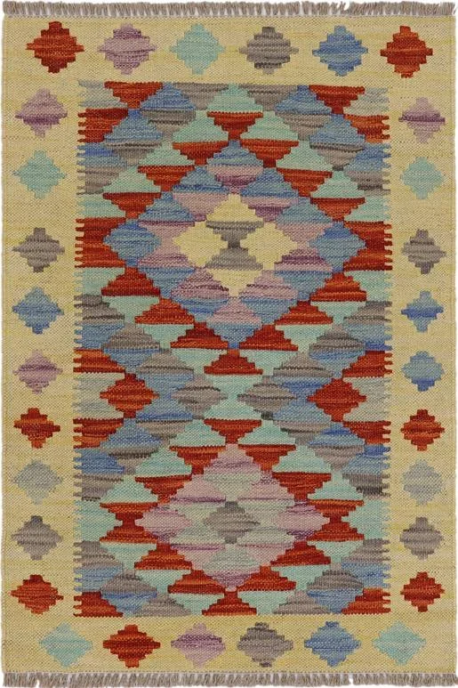Bohemian Turkish Kilim Leonard Hand-Woven Wool Rug – 1’11” x 2’10”