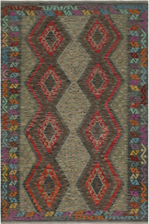 Bohemian Turkish Kilim Mcdonald Hand-Woven Wool Rug – 5’10” x 8’2”