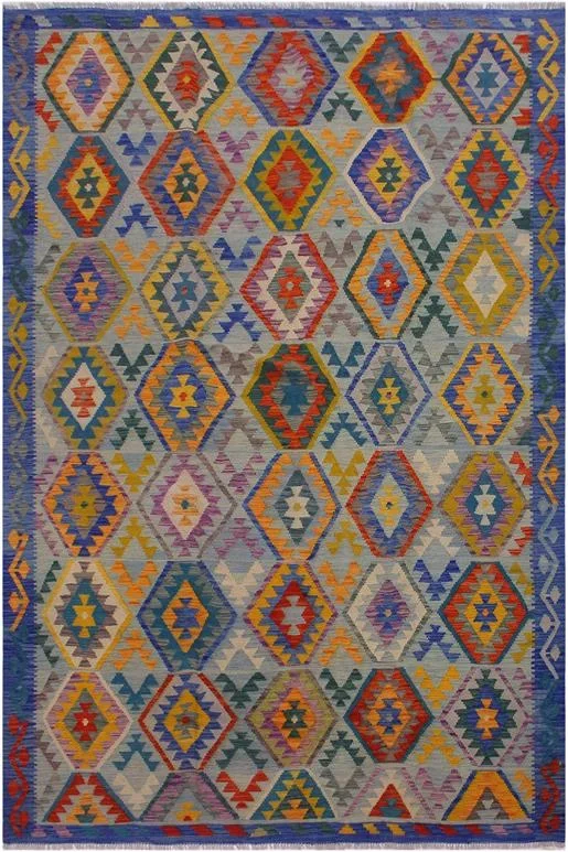 Bohemian Turkish Kilim Oleisa Hand-Woven Wool Rug – 6’11” x 9’10”