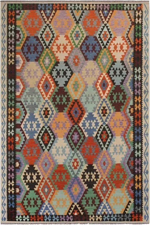 Bohemian Turkish Kilim Shera Hand-Woven Wool Rug – 8’7” x 11’4”