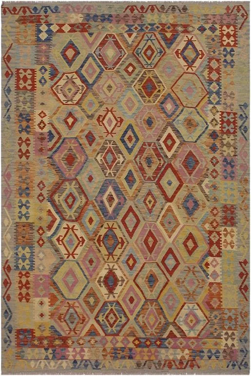 Bohemian Turkish Kilim Terence Hand-Woven Wool Rug – 6’8” x 9’3”
