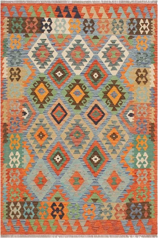 Bohemian Turkish Kilim Valene Hand-Woven Wool Rug – 4’1” x 5’9”