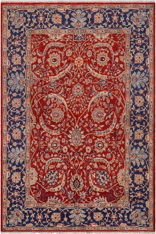 Bohemian Ziegler Abe Rust/Blue Wool Rug – 6’0” x 7’11”