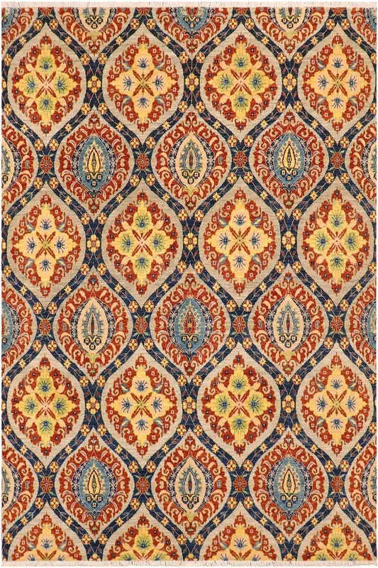 Bohemian Ziegler Afton Blue/Gray Wool Rug – 8’2” x 9’9”