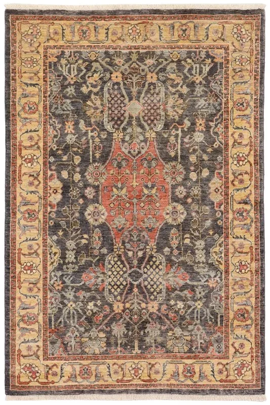 Bohemian Ziegler Alena Gray/Tan Wool Rug – 3’11” x 5’10”