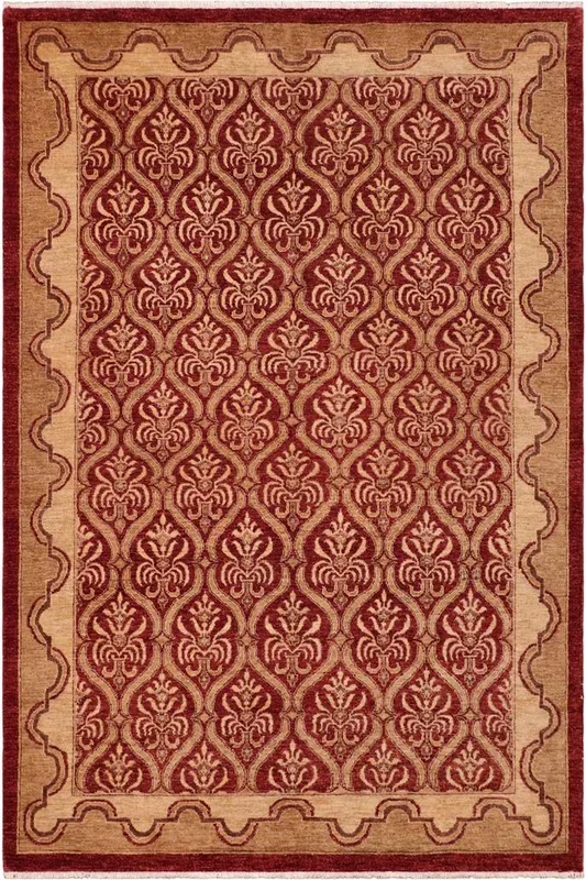 Bohemian Ziegler Cathey Red/Tan Wool Rug – 6’0” x 8’10”