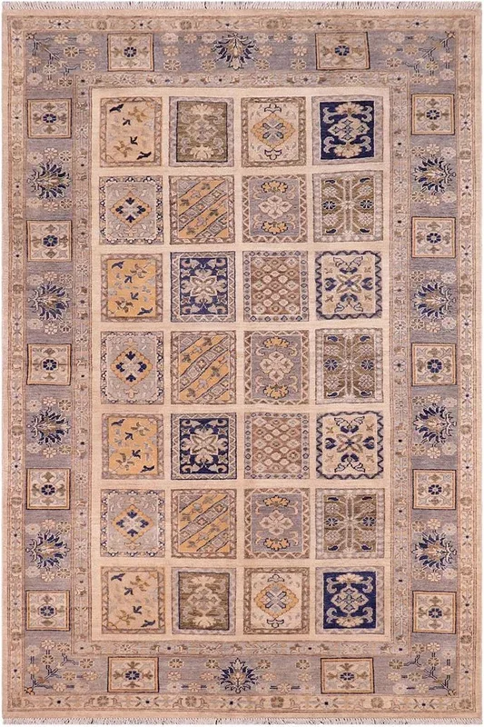 Bohemian Ziegler Cecille Ivory/Blue Wool Rug – 5’8” x 8’9”