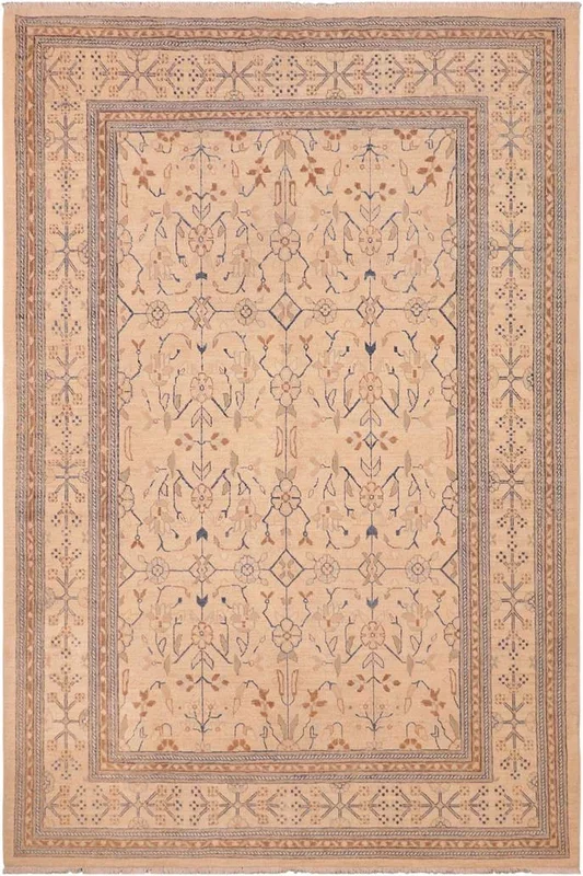 Bohemian Ziegler Chun Tan/Blue Wool Rug – 6’4” x 8’9”