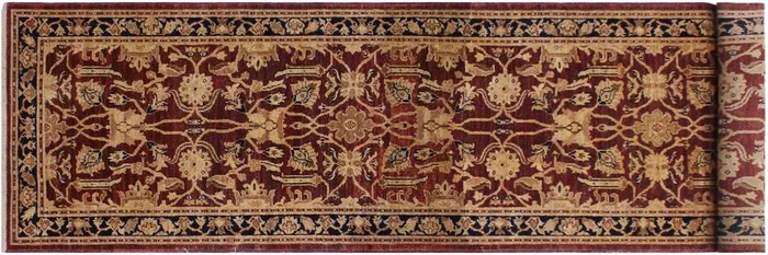 Bohemian Ziegler Corina Red Blue Hand-Knotted Wool Runner – 3’1” x 11’10”