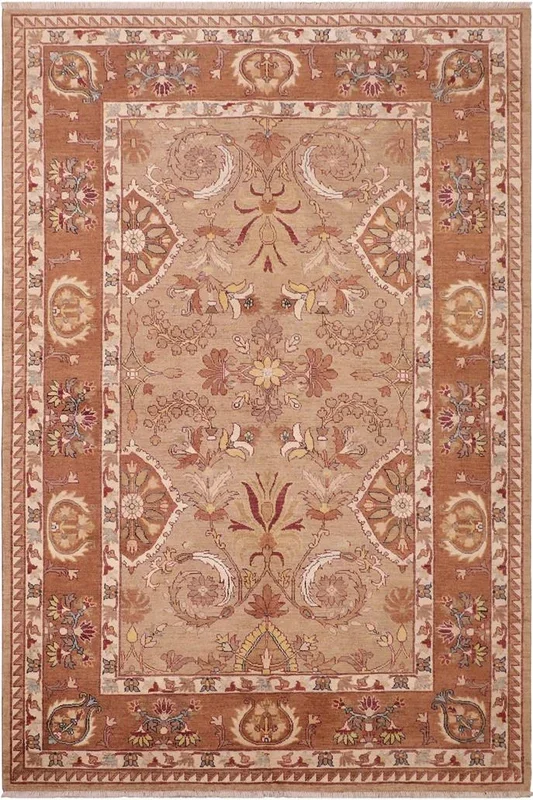 Bohemian Ziegler Dion Tan/Brown Wool Rug – 6’1” x 9’0”