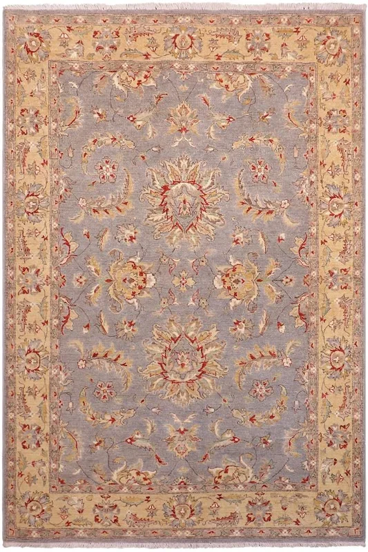 Bohemian Ziegler Jacquett Light Gray/Blue Wool Rug – 5’8” x 8’0”