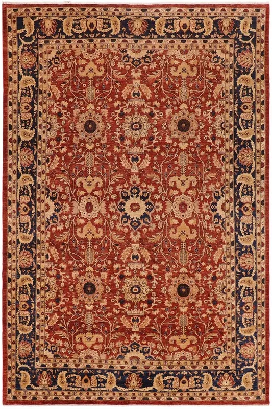 Bohemian Ziegler Jeanmari Rust/Blue Wool Rug – 9’11” x 13’5”