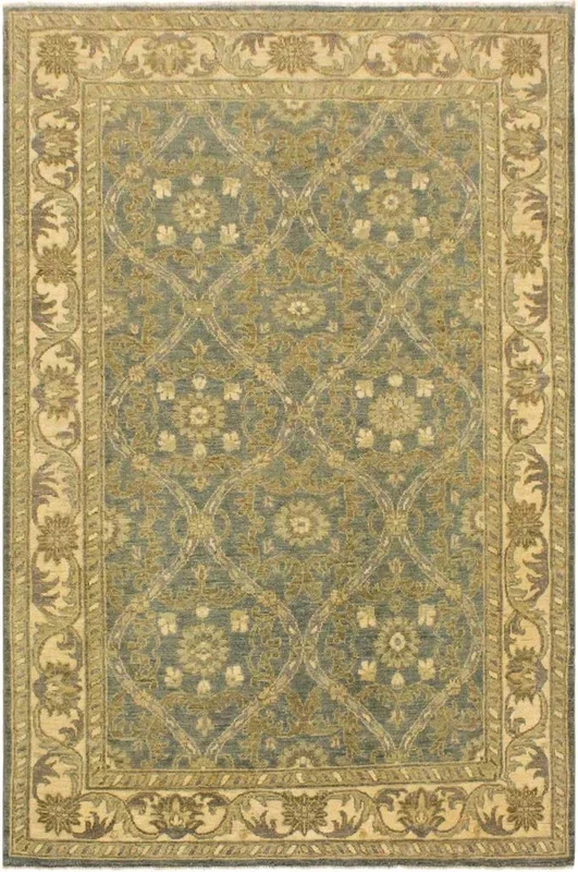 Bohemian Ziegler Jerrica Light Blue/Ivory Wool Rug – 4’1” x 5’10”