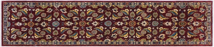 Bohemian Ziegler Lael Red Blue Hand-Knotted Wool Runner – 2’7” x 9’9”