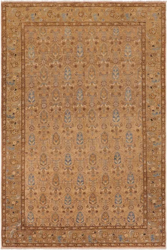Bohemian Ziegler Rima Tan/Green Wool Rug – 6’10” x 9’7”