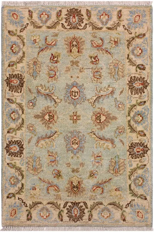 Bohemian Ziegler Sterling Light Blue/Ivory Wool Rug – 2’0” x 2’10”