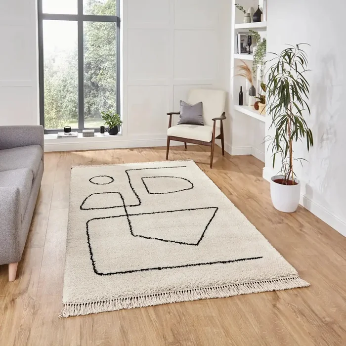 Boho A474 White Black Rug